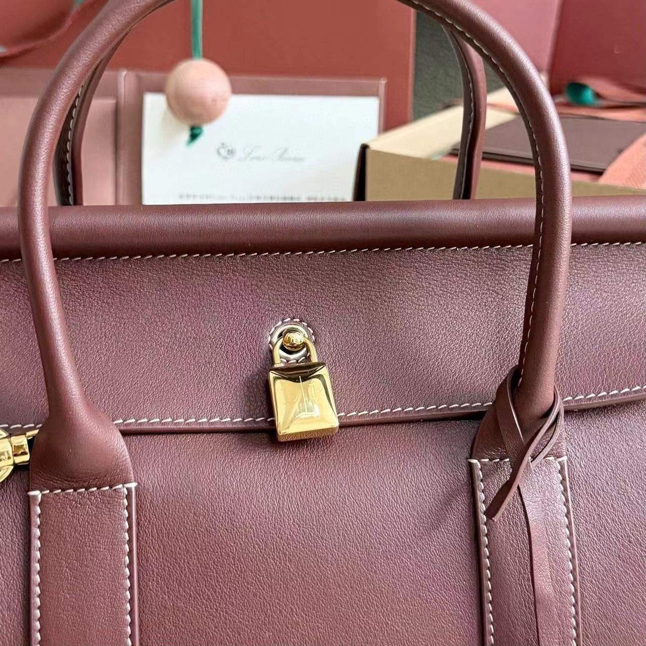 L**o p*ana loom bag l25 smooth calfskin 25x18x12.5cm