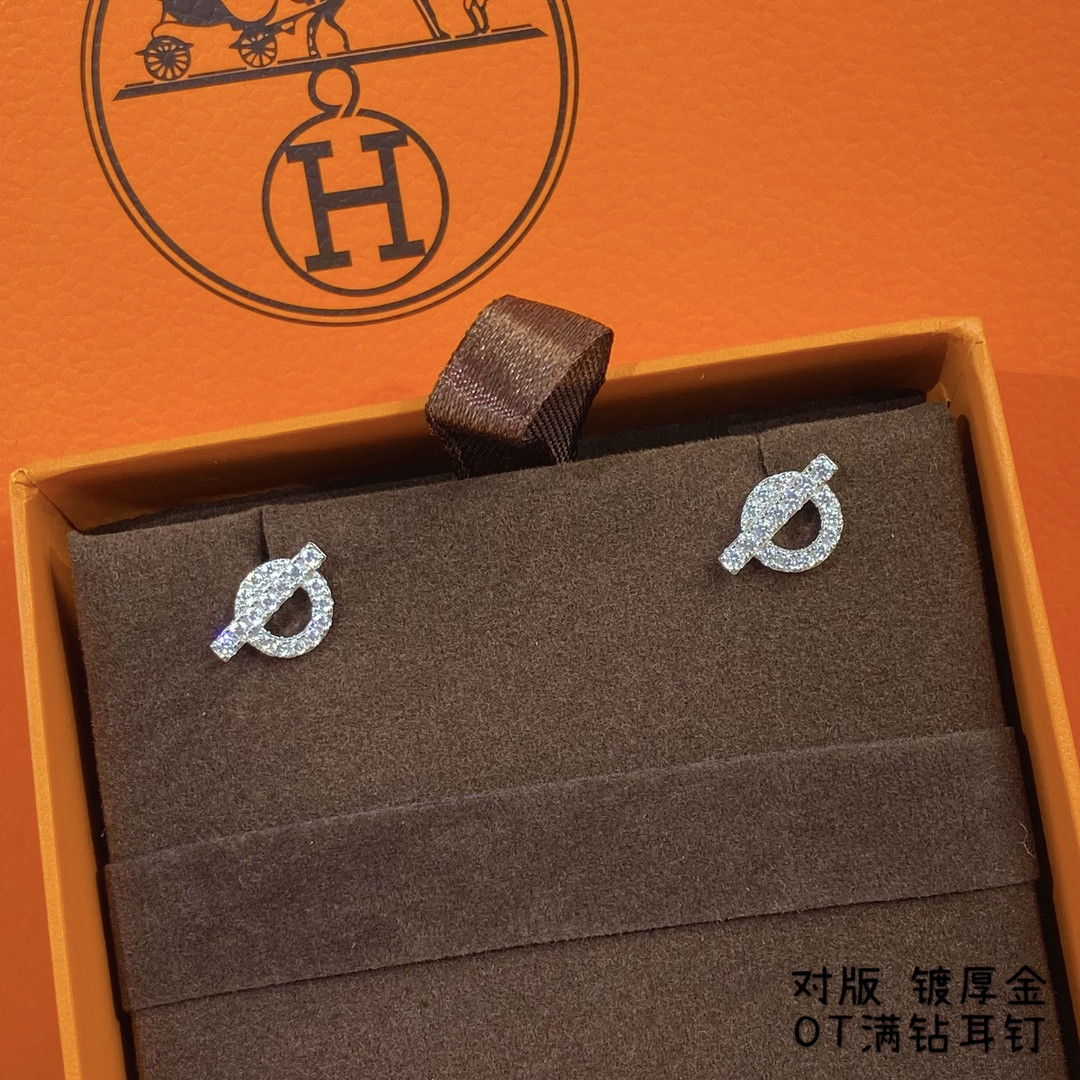 hermès ot fully Di*m*nd-encrusted stud earrings