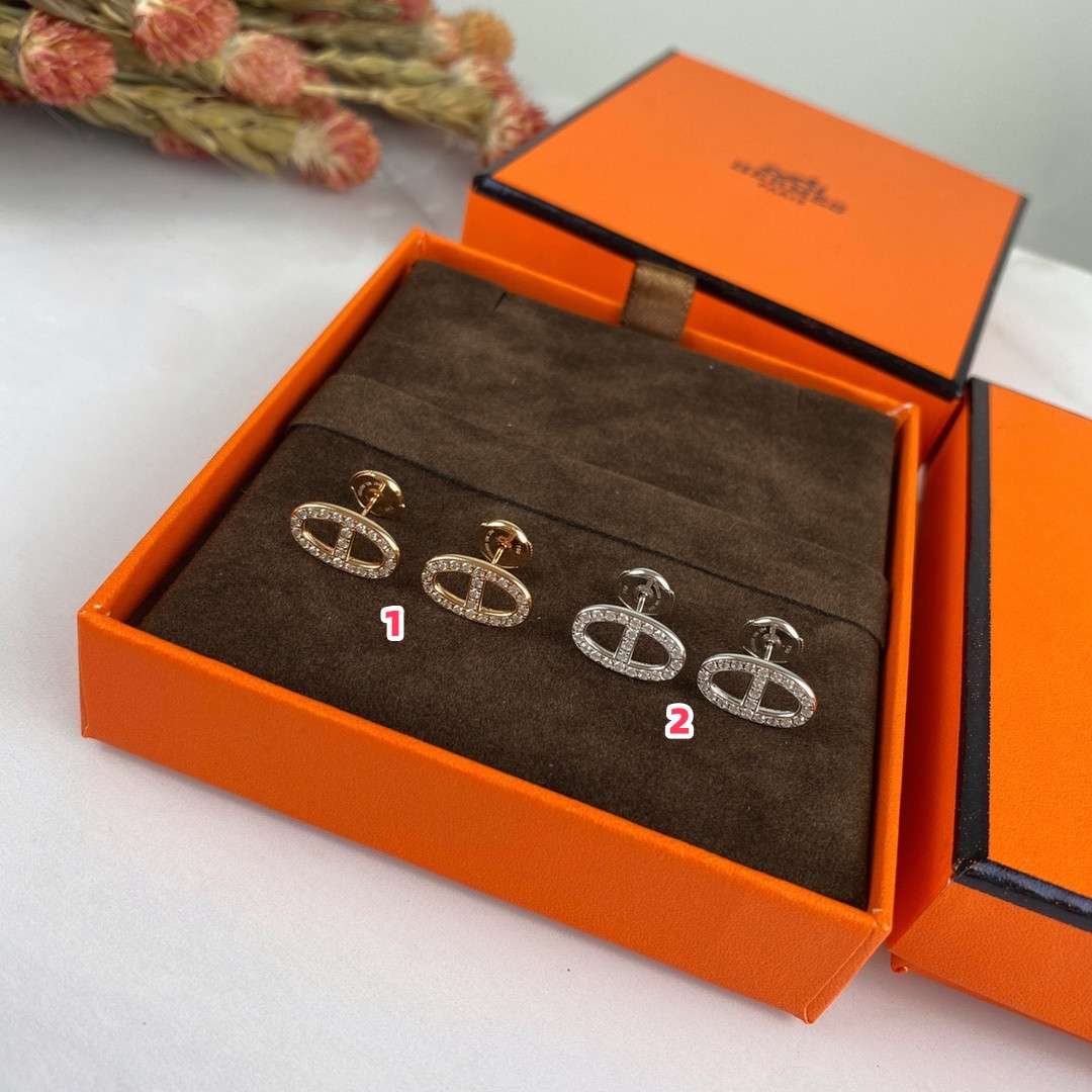 hermès fully Di*m*nd-encrusted  h stud earrings