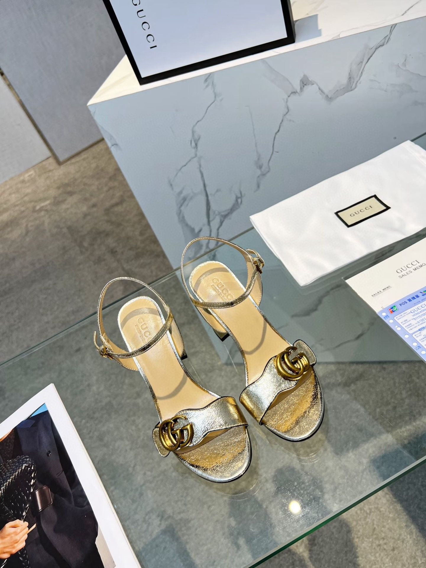 ua G*u*i horsebit heeled sandal