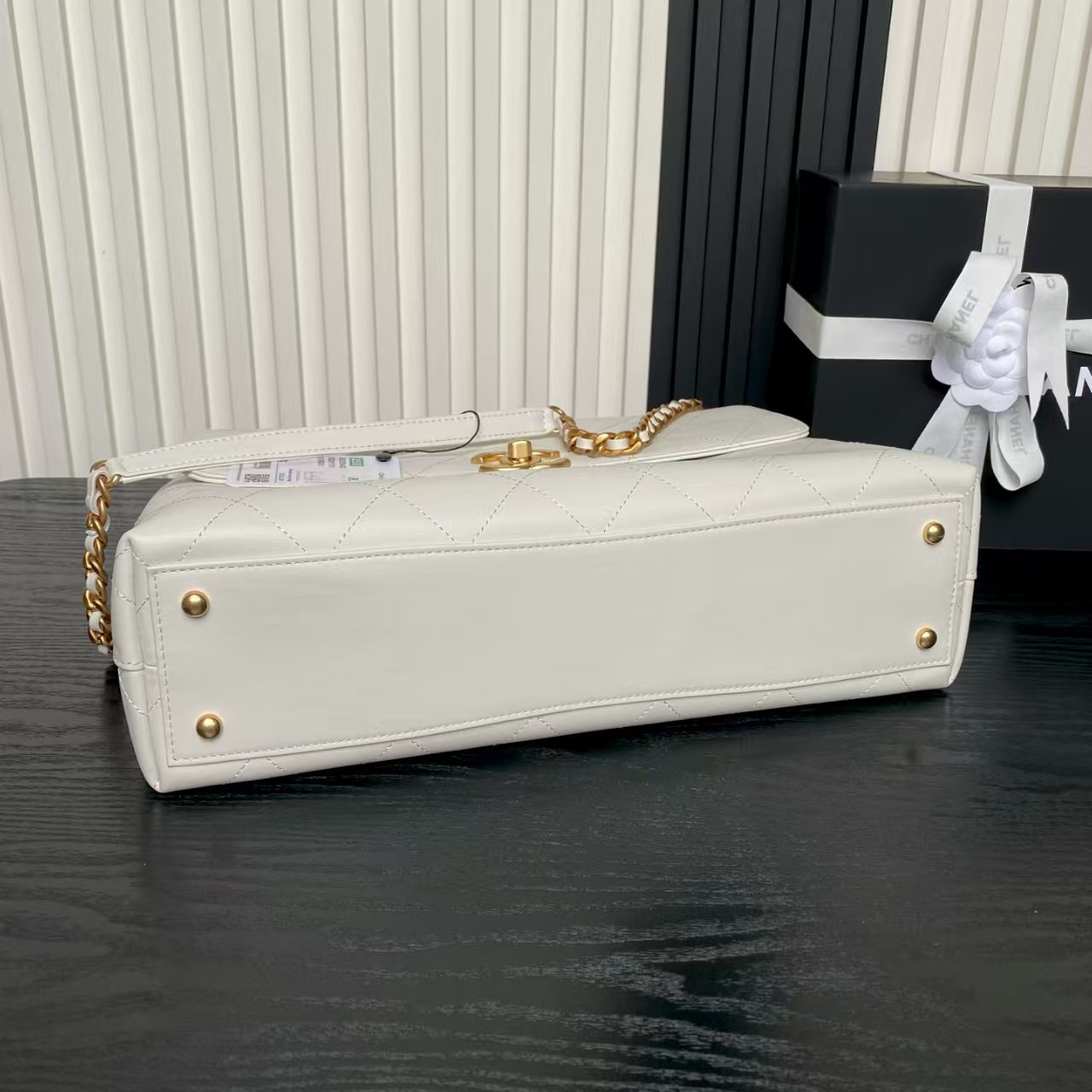 Ch*el maxi flap bag with top handle 26x37x10cm