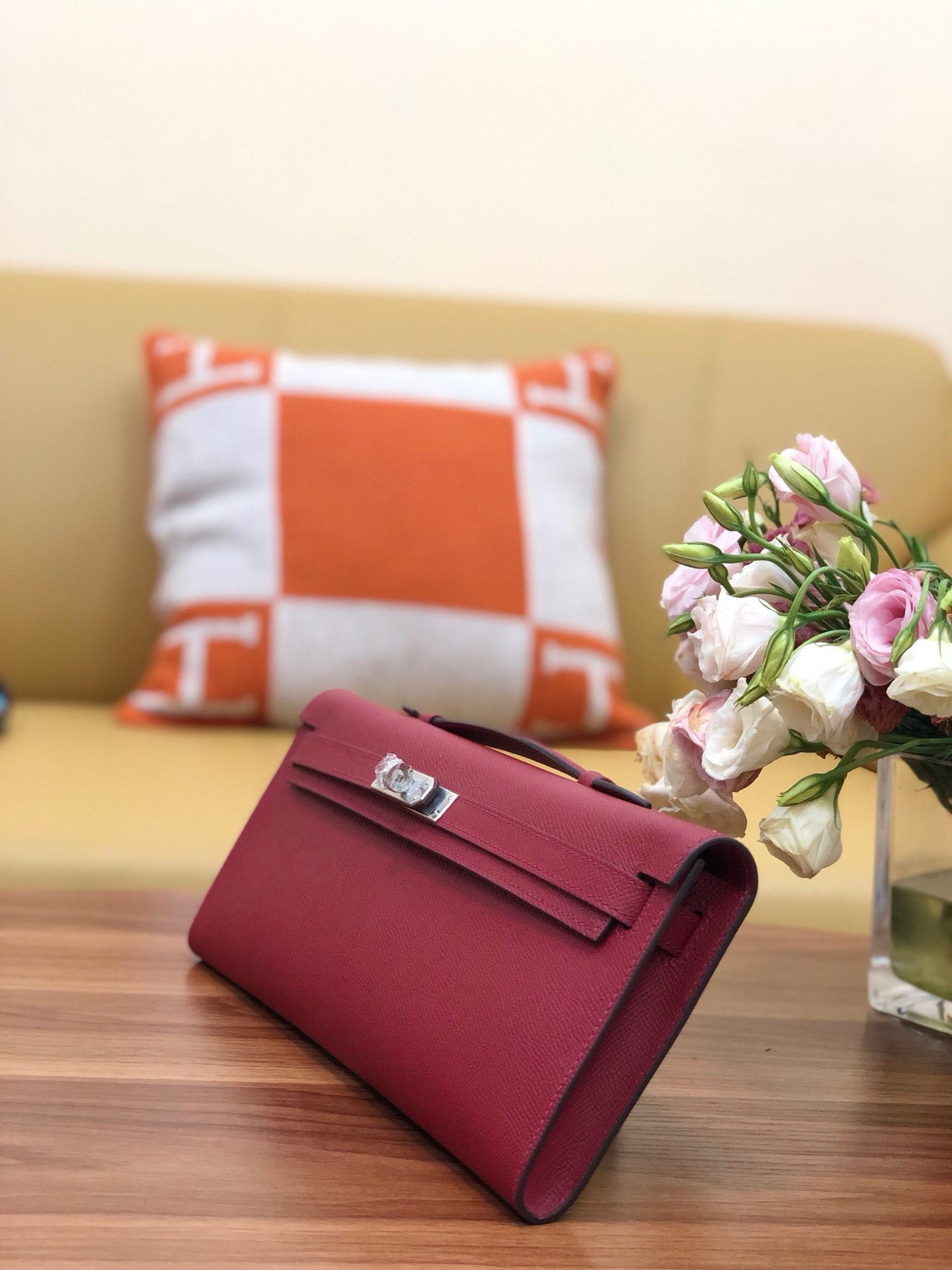 H**mes kelly cut 31cm epsom leather silver