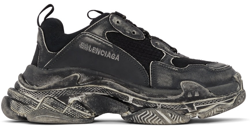 Balenciga Black Faded Triple S Sneakers