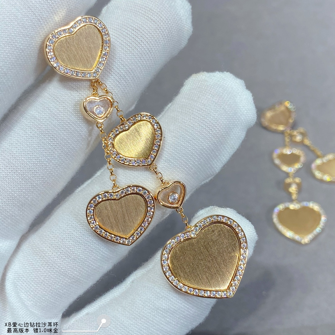 chopard heart-shaped edge Di*m*nd brushed earrings
