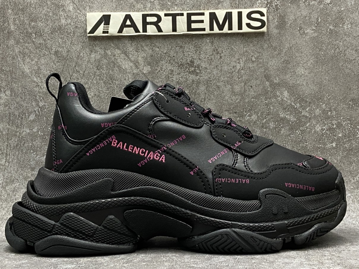 Balenciga Triple S Allover Logo Black Purple