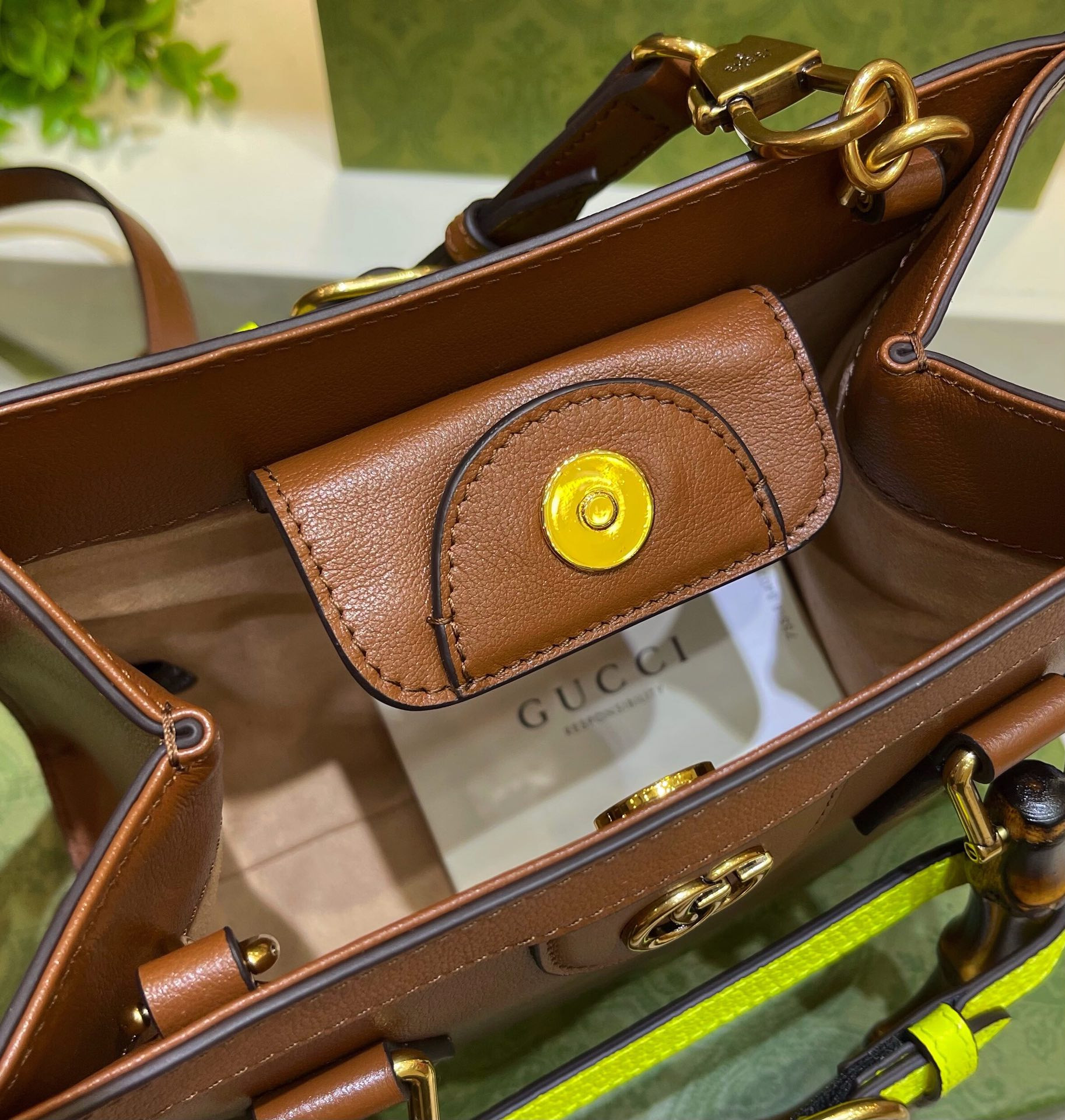 G*u*i diana mini tote bag brown 20w x 16h x 10d cm