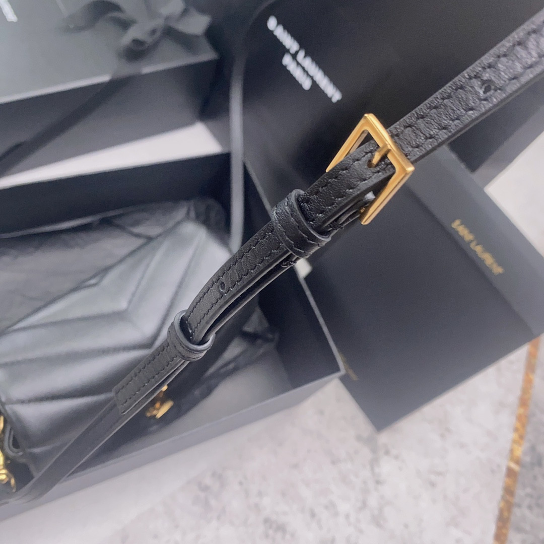 Y*L toy loulou in quilted leather black 7.9 x 5.5 x 3 inches