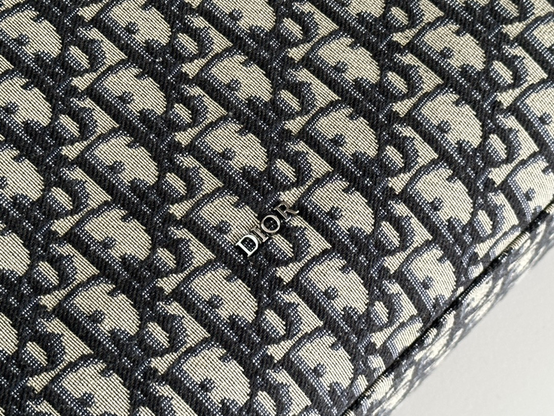 D*or safari tote bag blue D*or oblique jacquard and grained calfskin 15.5 x 14 x 4.5 inches