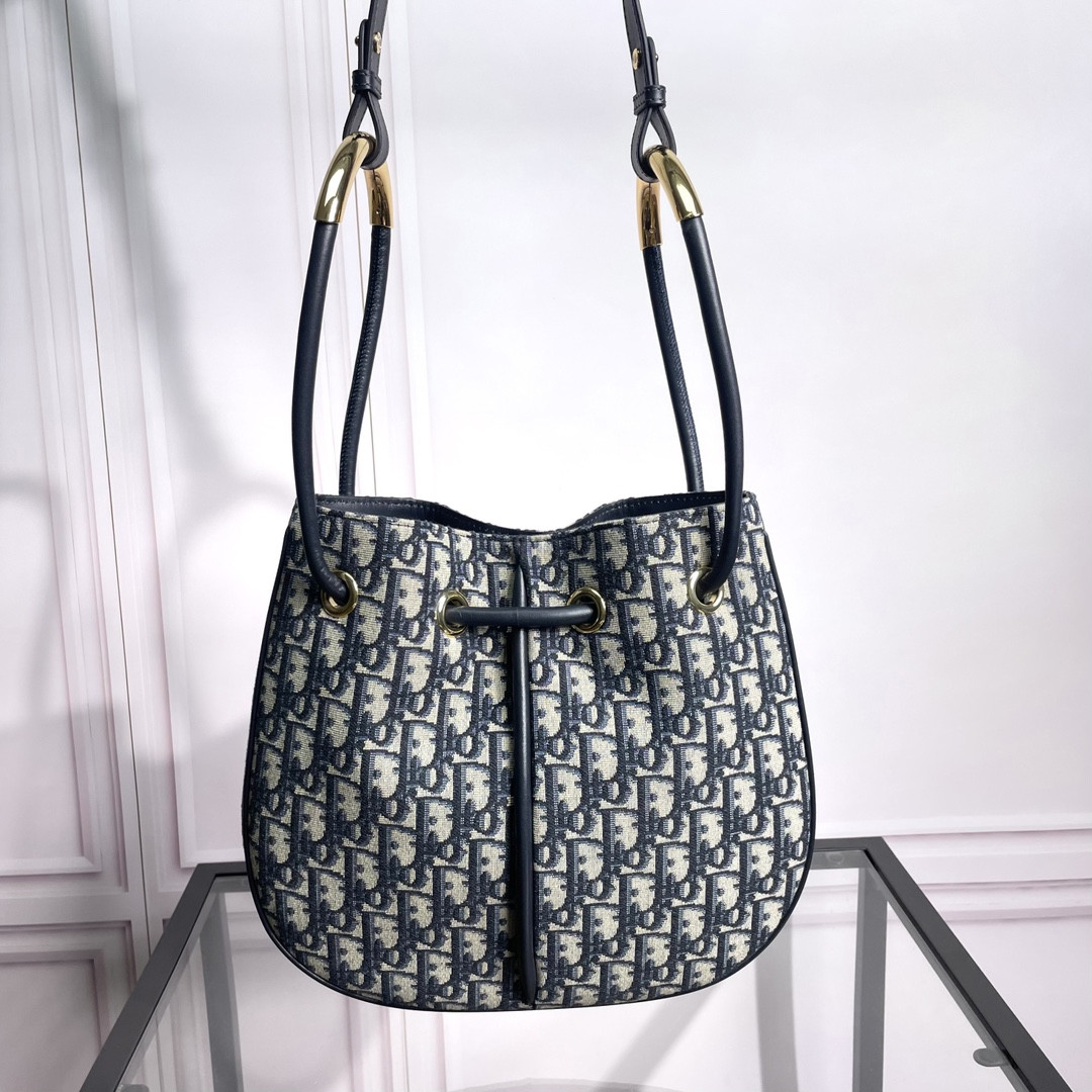 medium D*or nolita bag blue D*or oblique jacquard 10.5 x 10 x 2 inches