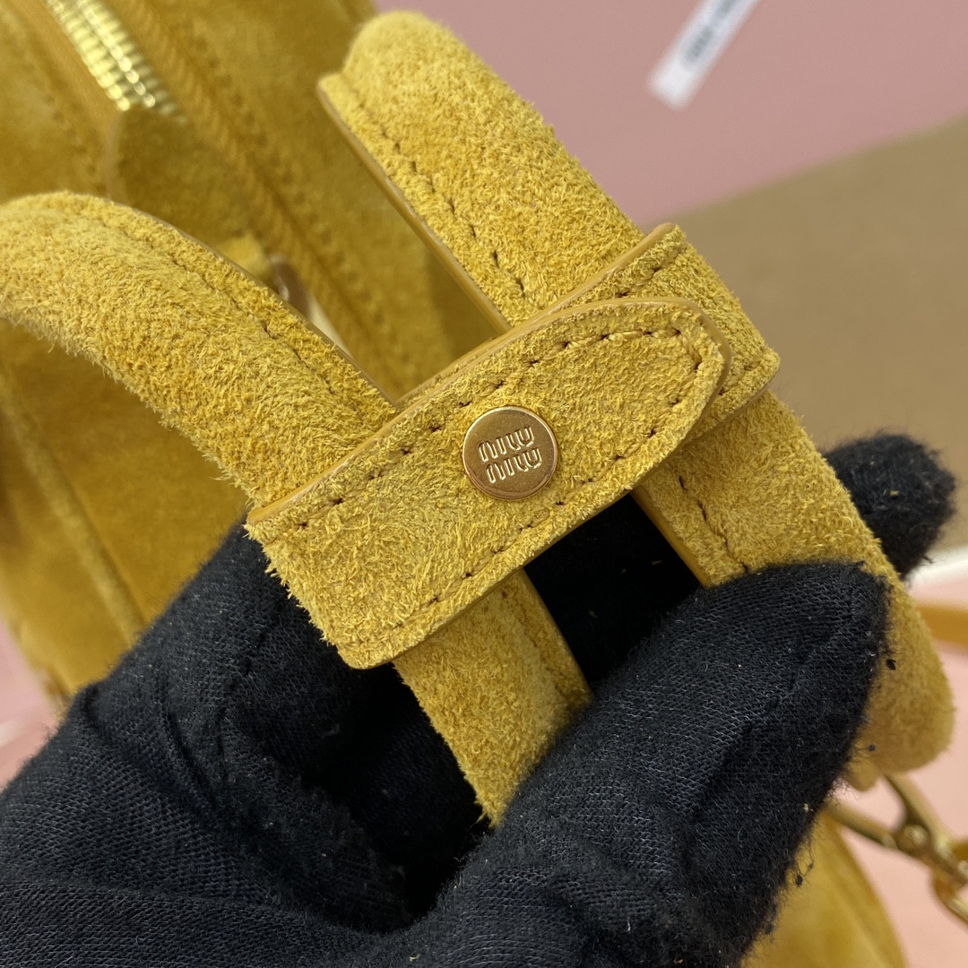 Miu Miu Arcadie padded suede top-handle bag 22X10.5X7.5cm