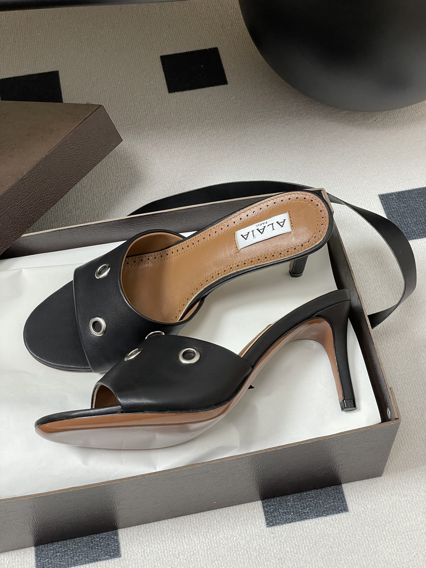 UA Alaia Ring Eyelets slippers 7cm Heel(Customized Size 7-10 days production time)